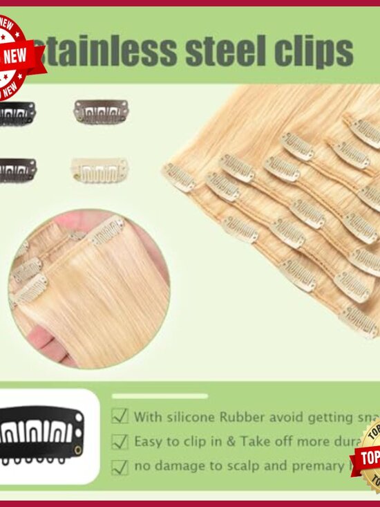 32 Inch Clip-In Human Hair Extensions, 120g 7pcs Set for Volume & Length main image 5